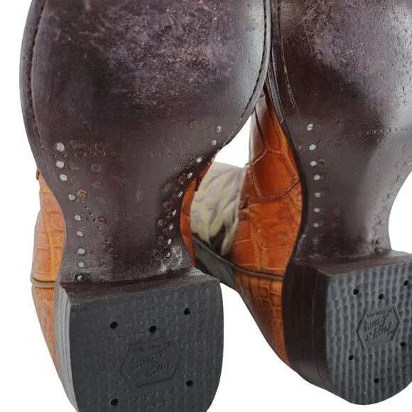 MINT Alligator El Rey Tony Lama 6.5B Honey Brown Cowboy Cowgirl Western Boots - Picture 6 of 16